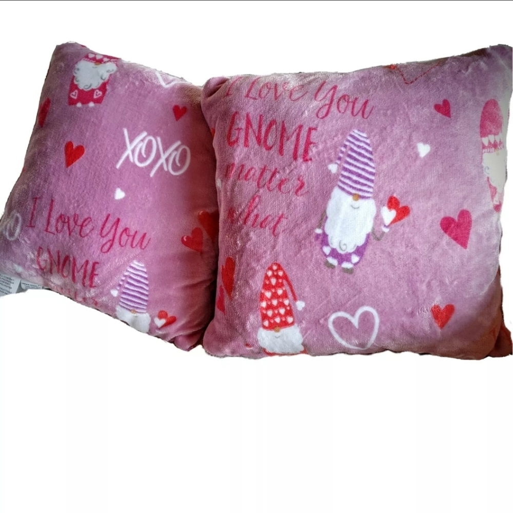 Love You Gnome Matter What Throw Pillows Pink 2 PC